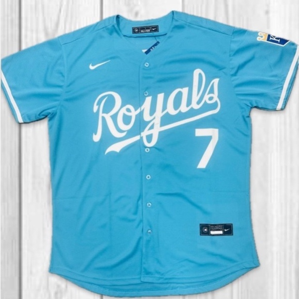 Bobby Witt Jr Kansas City Royals 25’ Nike Powder Blue Jersey New!! With Tags
